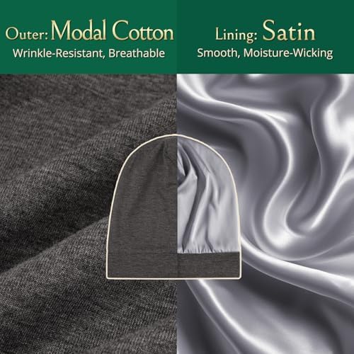 Joyhabit Satin Bonnet for Sleeping, Breathable Cotton Outside and Silky Satin Inside for Women and Men with Adjustable Strap