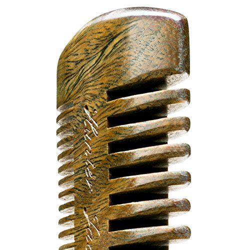 Sandalwood Handmade Beard Comb for Men - Premium Wooden Comb - Pocket Wood Comb in PU Leather Case