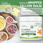 Wild Naturals Whipped Tallow Balm, 100% Grass Fed Beef Tallow and Honey Balm for Face and Body, Unscented Face Moisturizer, Anti-Aging and Dry Skin Relief, Non-Greasy, All-Natural, 4oz