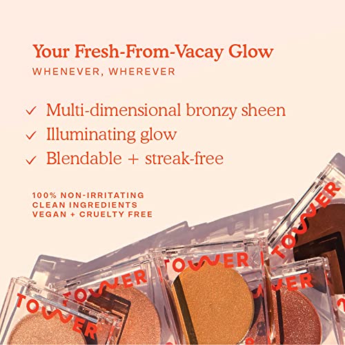 Tower 28 Beauty Bronzino Illuminating Cream Bronzer for Sensitive Skin – Moisturizing, Silicone-Free, Vegan and Cruelty-Free – Color WEST COAST, Medium Warm Bronze