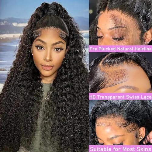 soHygge 28inch Deep Wave Lace Front Wigs Human Hair Pre Plucked 13x6 HD Lace Front Wigs Human Hair 200% Density Deep Wave Frontal Glueless Wigs Human Hair with Baby Hair for Women