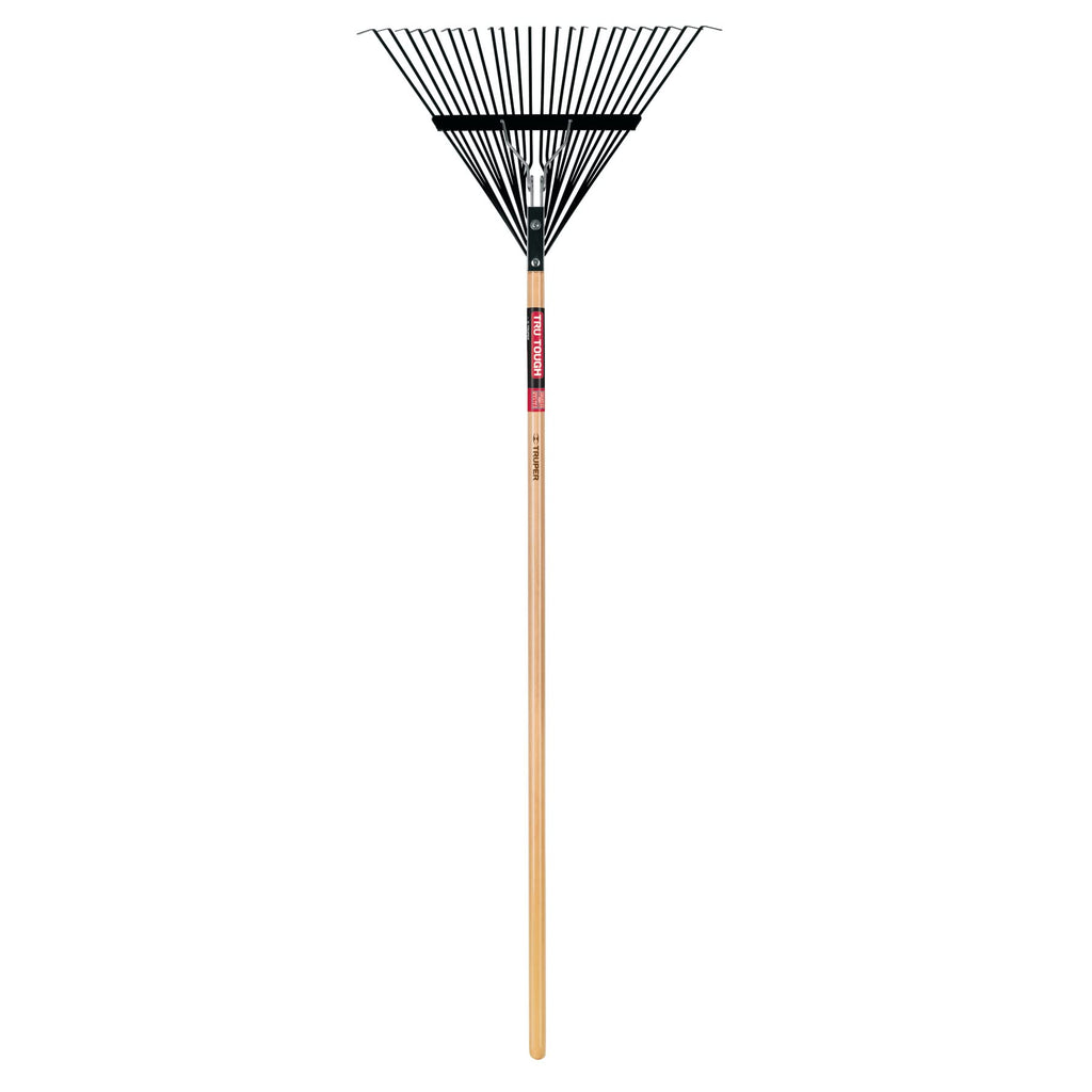 Truper TruPro Steel Leaf Rake, 24-Inch Head, 54-Inch Wood Handle - Garden Rakes Metal Heavy Duty - Yard Rakes - Lawn Rake for Leaves and Grass (Model EMX-24 / 30480)