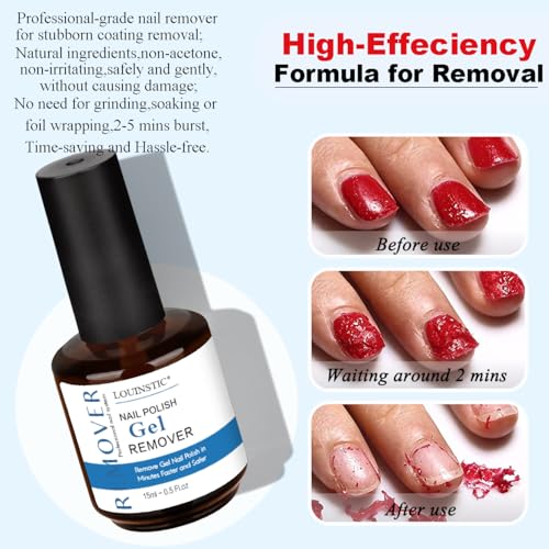 LOUINSTIC Gel Nail Polish Remover – Fast, No Soak & No Foils, Safe for Natural Nails, Healthy, Low Odor, Quick Gel Removal in 2-5 Minutes – For Gel Nail Polish & Nail Art, At-Home Manicure Solution