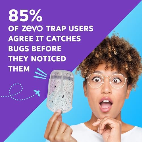 Zevo Flying Insect Trap for Indoors: Light Trap Captures Fruit Flies, Gnats and Houseflies, Starter Kit + Refills (1 Plug-in Base + 3 Cartridges)