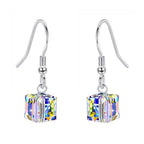 EVEVIC Austrian Crystal Cube Drop Earrings for Women, French Hook
