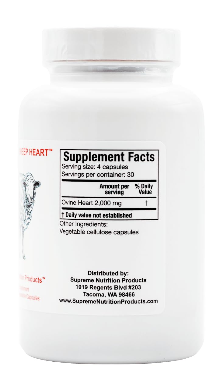 Supreme Nutrition Grass Fed Sheep Heart. 120 Pure Ovine Heart Capsules