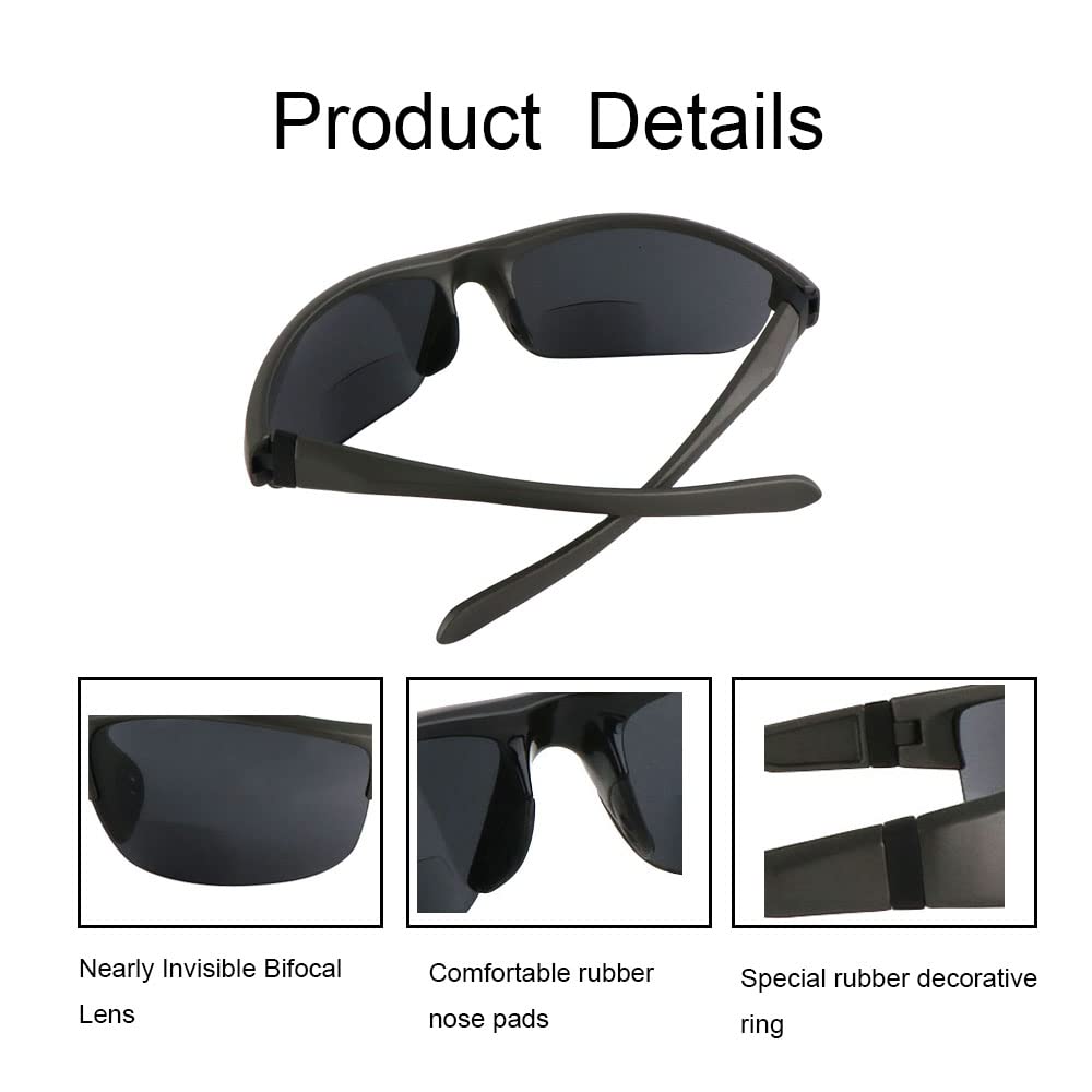Hyyiyun 3 Pairs Bifocal Wrap Around Sunglasses for Men and Women, Sun Reader UV Protection with 3 Microfiber Pouch
