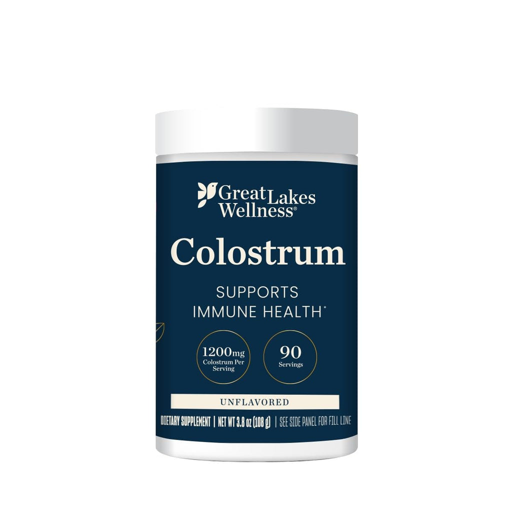 Great Lakes Wellness Colostrum Supplement Powder, 90 Servings (3.8oz), 1200mg per Serving, Pure Bovine Colostrum Powder for Immune Support, No Fillers, Third Party Tested