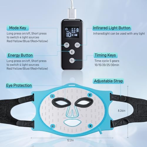 Red Light Therapy Mask for Face: LED Infrared Facial Mask Skincare Device, Beauty Care Tool for Women at Home