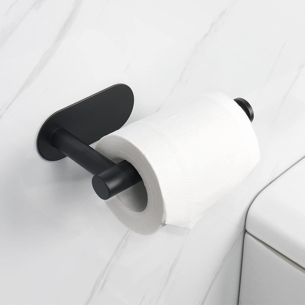 NearMoon Toilet Paper Holder Self Adhesive, Premium Thicken SUS304 Stainless Steel Rustproof Adhesive Toilet Roll Holder no Drilling for Bathroom, Kitchen, Washroom (4 Pack, Matte Black)