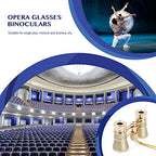 Aomekie Opera Glasses Binoculars 3X25 Theater Glasses Mini Binocular Compact with Chain for Adults Women in Musical Concert（Gold）