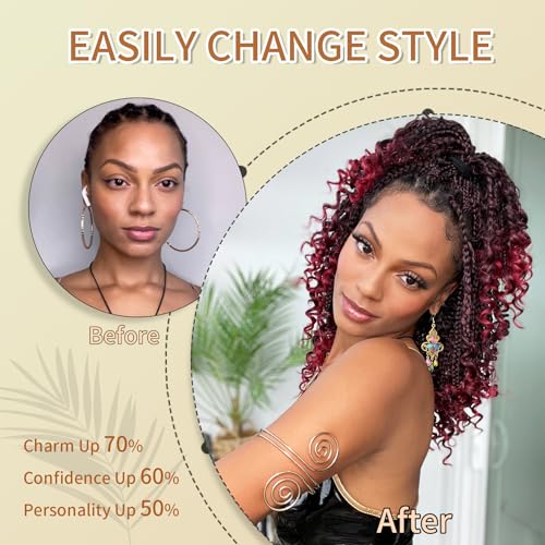 Karida 9 Packs Goddess Box Braids Crochet Hair 10 inch, Crochet Braids With Curly Ends, Pre-Looped Boho Box Braids Crochet Hair For Black Women (10 Inch, TBug#)
