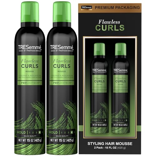 TRESemmé Hair Mousse 2-Pack + Keratin Repair Hair Mask – Flawless Curls Alcohol-Free, Anti-Frizz Hair Products with Heat Protection (3 Piece Set)