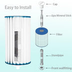 OBMAO Hot Tub Silver Ion Cartridge，Spa Mineral Sticks with 4 Months Lifetime Universal for Hot Tub, Keeps Spa Water Crystal Clear(Grey,2PCS)