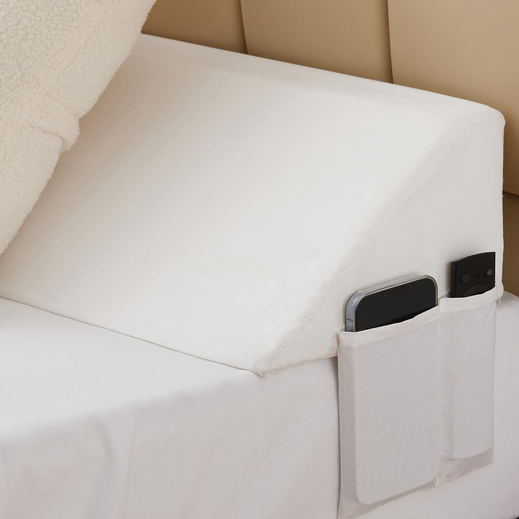Bedluxe King Wedge Pillow Headboard (76"x10"x6"), Bed Wedge Pillow for Headboard, Foam Headboard Pillow, Bed Gap Filler King - Fill The Gap (0-7"), Mattress Gap Filler (White)