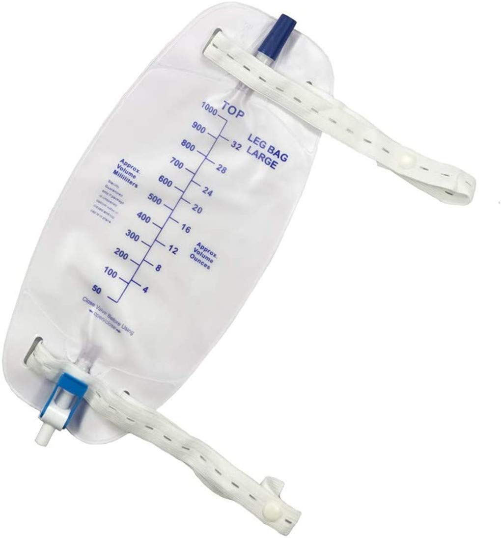 Male Complete Kit Urinary Incontinence 7-Condom Catheters External Self-Seal,Premium Leg Bag （1000ml）with 18" Tubing, Straps & Fast and Easy Draining (31mm (Intermediate))