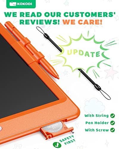 KOKODI LCD Writing Tablet, 10 Inch Colorful Toddler Doodle Board Drawing Tablet, Erasable Reusable Electronic Drawing Pads, Educational and Learning Toy for 3-6 Years Old Boy and Girls