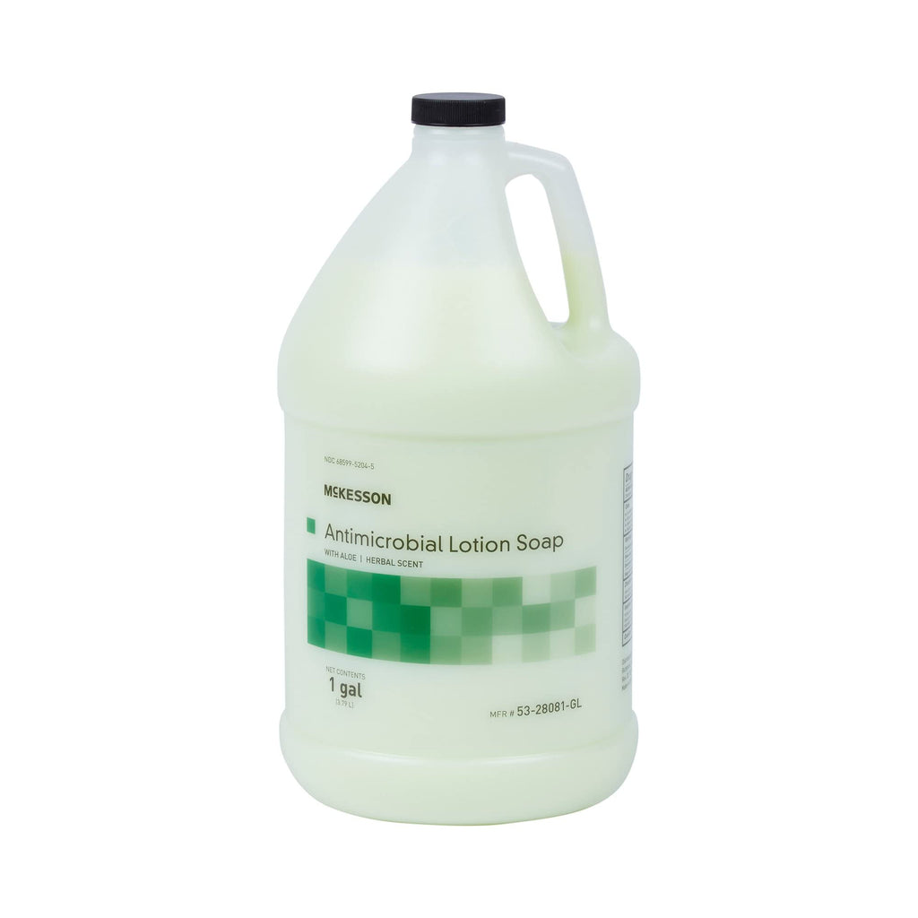 McKesson Antimicrobial Lotion Hand Soap with Aloe, 1 Gallon Refill Bottle [Pack of 1] - Herbal Scent, Keeps Hands Clean and Moisturized, Medical-Grade Soap