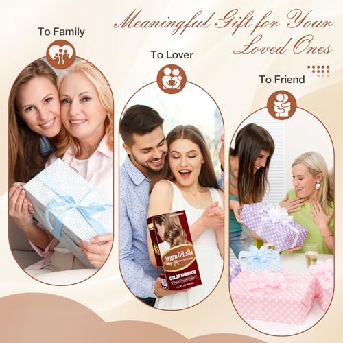 Dark Wine Red Hair Dye Shampoo 3 in 1 with Argan Oil, Instant Gray Hair Coverage in Minutes, Long-lasting Hair Color Shampoo Hair Dye, Shampoo Para Canas Mujer, Easy & Quick to Use for Men Women 500ML
