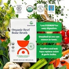 Organic Unsalted 16.9oz Beef Bone Broth from Gourmend Foods (12 Pack) – Just 10 Ingredients, Low FODMAP Certified, Filler Free, Gluten Free, Non-GMO, Onion & Garlic Bulb Free