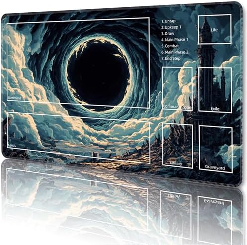 MTG Playmat with Zones Magic Card Playmat Game Mat,TCG & CCG Card Games Mat with Free Storage Bags Size 24 x 14 Inches (with Zones,Eye)