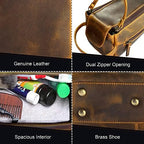 RUSTIC TOWN Buffalo Leather Toiletry Bag : Vintage Travel Shaving & Dopp Kit : for Toiletries, Cosmetics & More : Spacious Interior & Waterproof Lining : Compact, Fits Easily in Luggage