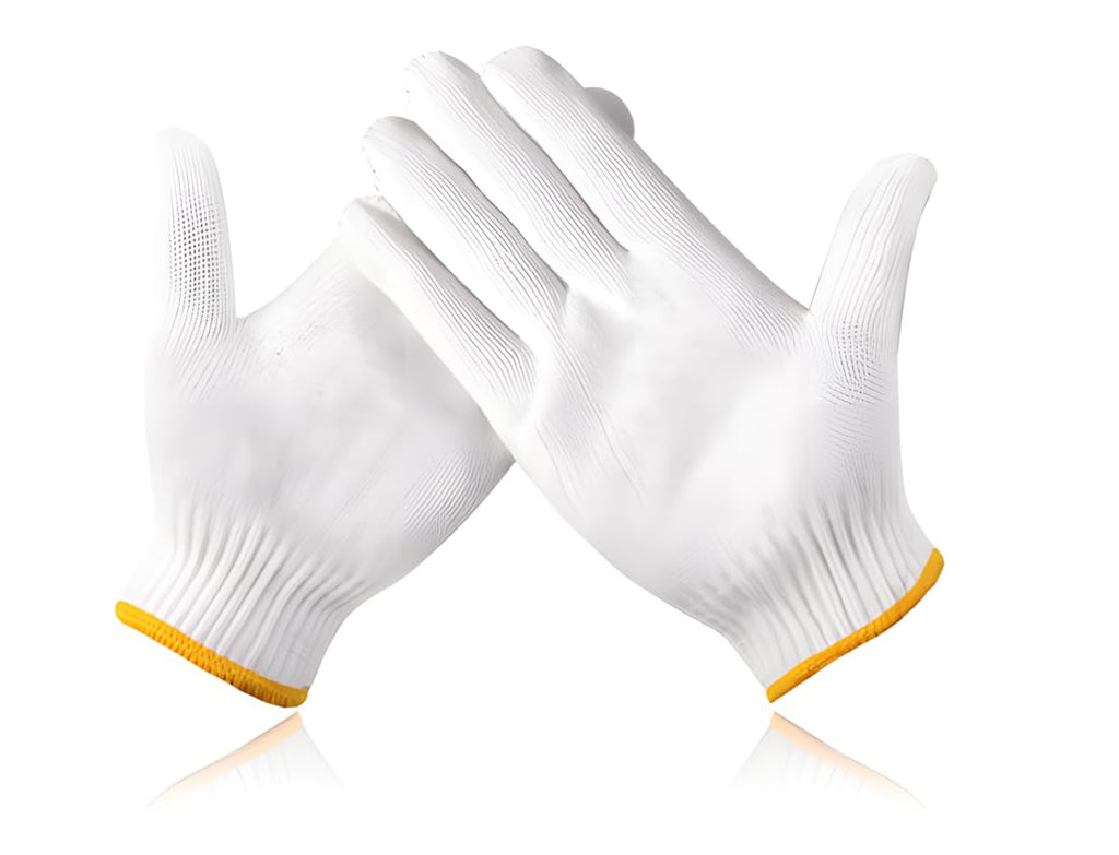 PLWJK Unisex white cotton polyester knittedsafety gloves,suitable for gardening,warehouse,cooking work-36 pairs