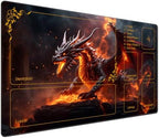 DEGDFSGR MTG Playmat with Zones 27.5" x 15.74" inches, Non-Slip Rubber Base, Commander Playmat for Magic The Gathering, The Fire Dragon On The Rock