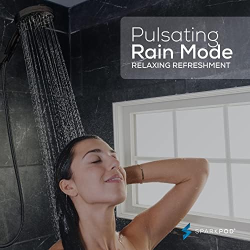 SparkPod 10-Mode Handheld Shower Head with Hose - 5" High Pressure Shower Head Set with Touch-to-Clean Nozzles, Built-In Power Jet, Stainless Steel 6ft Hose & Bracket (Oil-Rubbed Bronze)