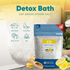Detox Bath Salt 128 Ounces Epsom Salt with Natural Ginger and Lemon Essential Oils Plus Vitamin C in BPA Free Pouch with Easy Press-Lock Seal