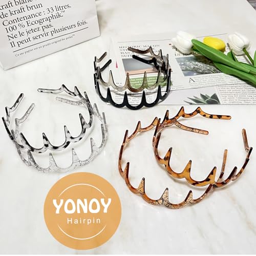 6Pcs Zig Zag Shark Tooth Headbands Comb Zigzag Plastic Hoop U Shaped Shark Tooth Hair Bands Wavy teeth Hair Hoop for Women Girls Hair Accessory Styling（6 Color）