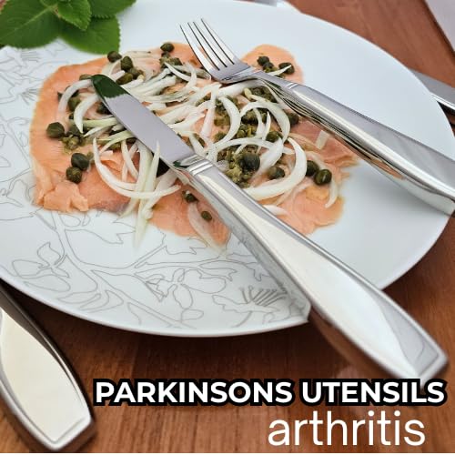 Weighted silverware for hand tremors for Parkinsons, Arthritis | Heavy utensils for tremors | Weighted eating utensils | Gifts for parkinsons & Artritis.