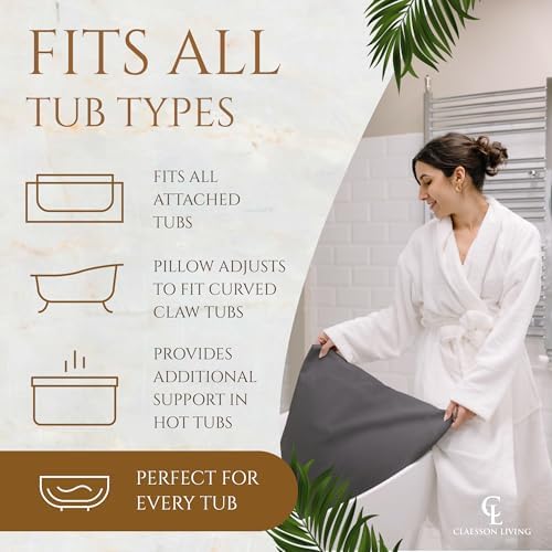 Luxury Bath Pillow for Tub - Thick and Comfortable Bathtub Pillow Support for Head and Neck and Back - Washable Quick-Drying Bath Pillows - Bath Cushion for Home Spa - Fits Any Bathtub - Dark Gray