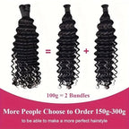 Deep Wave Human Braiding Hair For Boho Braids Full Bulk Human Hair For Braiding Curly Human Hair Braiding Hair Wet Wavy 100g 2 Bundles 18inch No Weft Micro Human Hair Extensions Natural Color