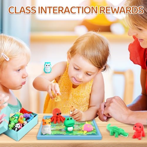 81Pcs Animal Erasers Desk Pets for Kids Animal Pencil Erasers Bulk Puzzle Eraser Toys Gifts for Classroom Prizes,Game Reward,Treasure Box,Easter Egg Fillers,Goodie Bag Stuffers,Party Favors