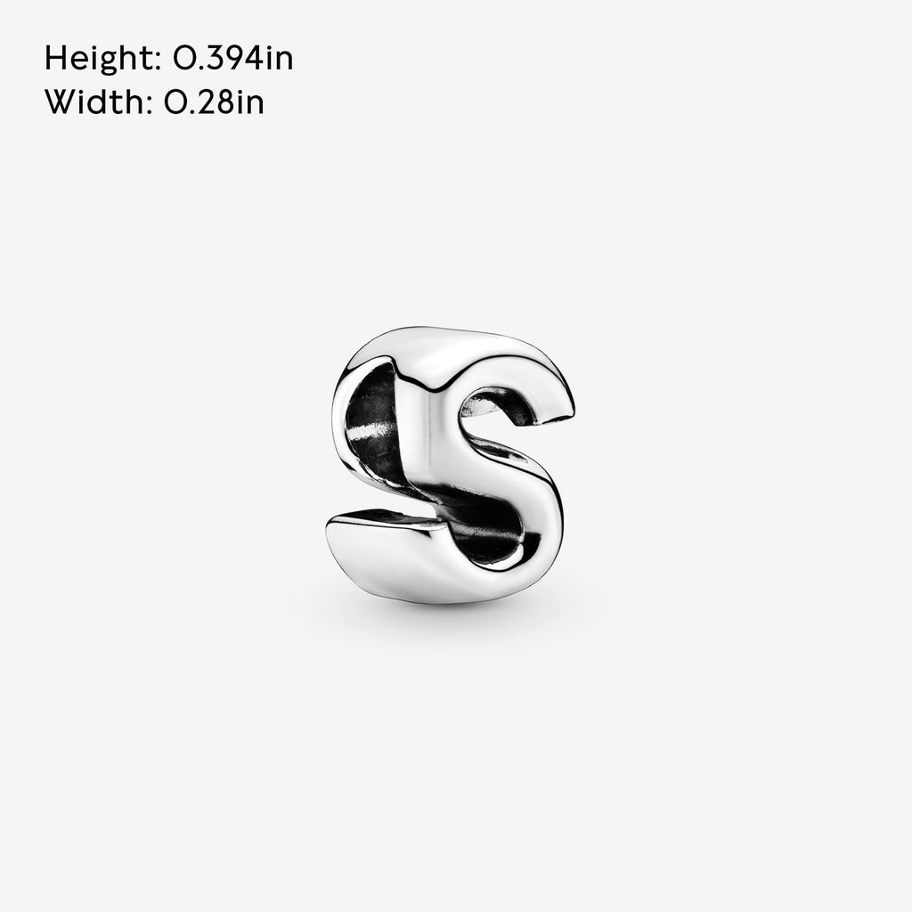 PANDORA Letter S Alphabet Charm - Compatible Moments - Gift for Her - Made with Sterling Silver - with Gift Box