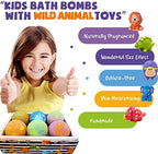Bath Bombs for Kids with Toys Inside - Organic Bubble Bath Fizzies with Jungle Animal Toys. Gentle and Kids Friendly Spa Bath Balls, Bath Fizz Balls - Valentines Day Gift for Toddlers, Boys, Girls