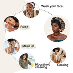 Satin Bonnet for Women Tie Band Hair Bonnet for Sleeping Large 2 Layered Silk Sleeping Cap Nightcap for Sleeping with 3PCS Hair Scrunchies (Leopard Print(Bonus3 Hair scrunchies))