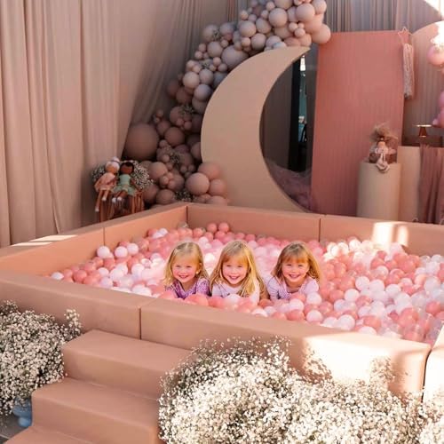 GOGOSO Ball Pit Balls for Toddler, Baby Plastic Playballs Kids Soft Pastel Pelotas Non-Toxic BPA-Free 2pink+White+Clear 500 Balls