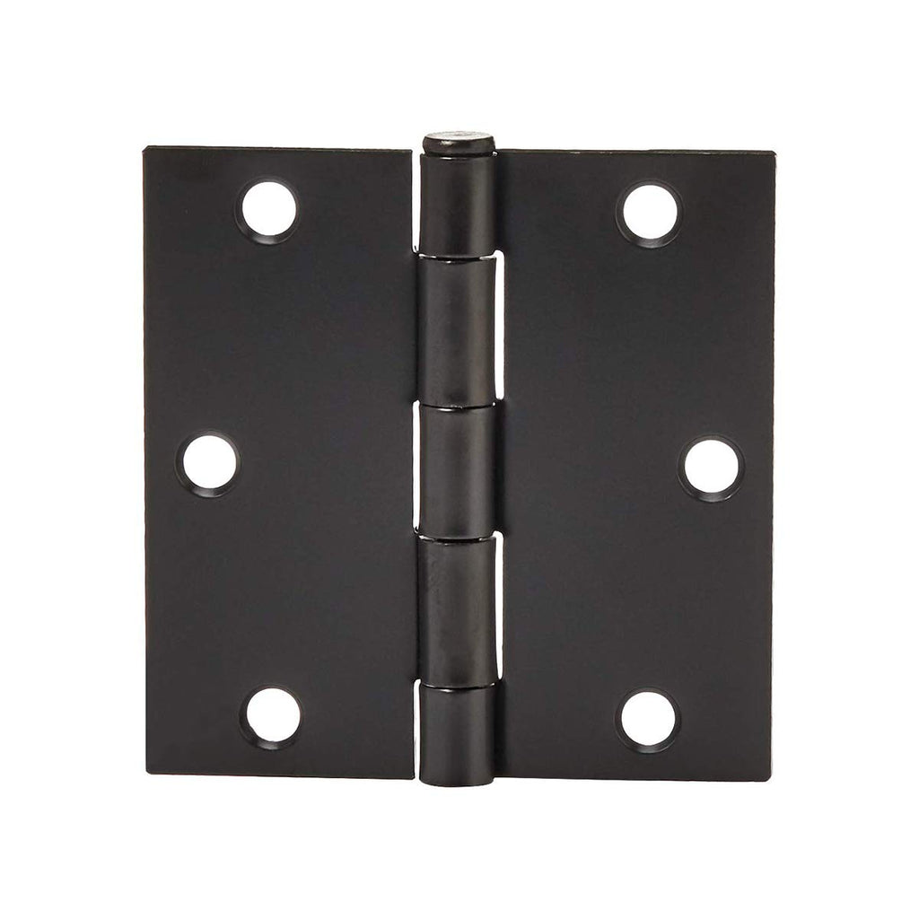 Amazon Basics Interior Door Hinges, Square, 3.5 x 3.5 Inch, Matte Black, Pack of 12