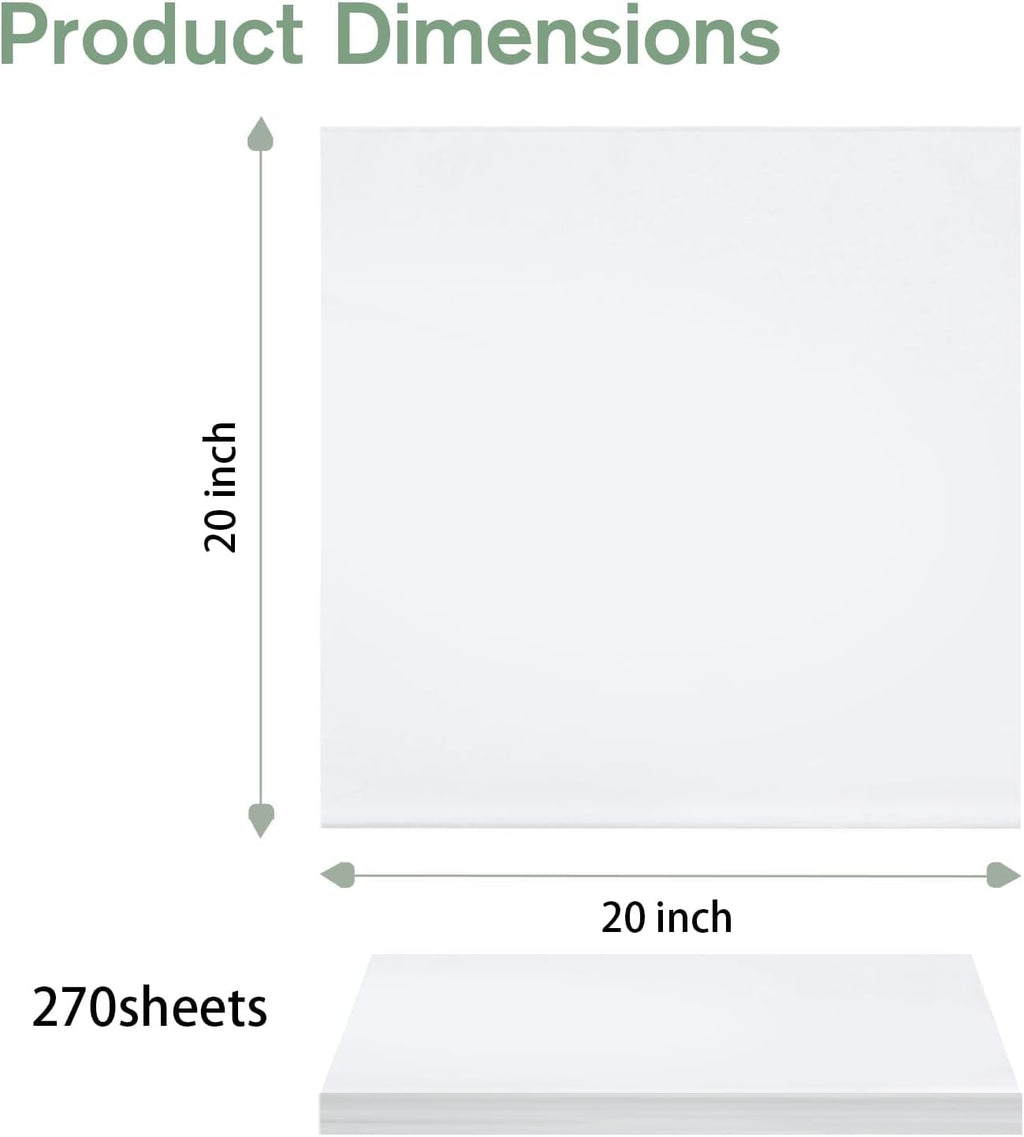 Simetufy 270 Sheets 20" x 20" White Tissue Paper for Gift Bags Wrapping
