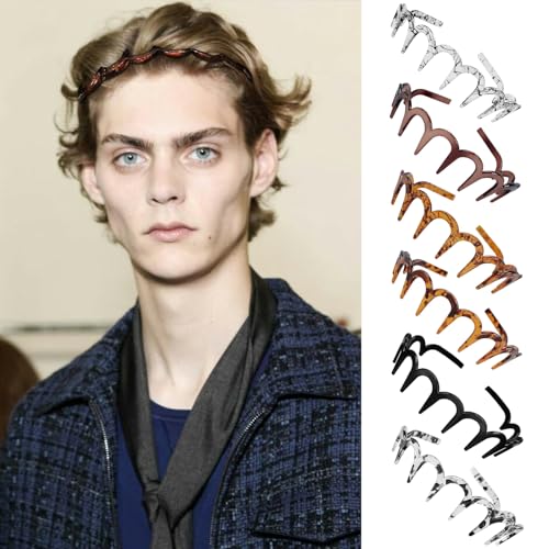 6Pcs Zig Zag Shark Tooth Headbands Comb Zigzag Plastic Hoop U Shaped Shark Tooth Hair Bands Wavy teeth Hair Hoop for Women Girls Hair Accessory Styling（6 Color）