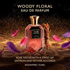 Jawhara Sultan Rose | Woody Floral Eau de Parfum 3.3 fl oz | Notes of Saffron, Taif Rose, Warm Vanilla, and White Musk | Long Lasting | Everyday Wear | Travel Size