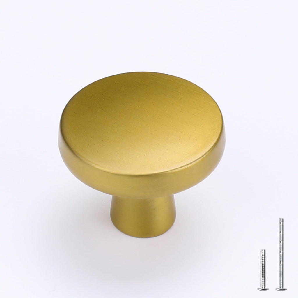 Goldenwarm 60 Pack Brushed Brass Cabinet Knobs for Modern Kitchen Hardware Handles Gold Round Drawer Knob for Closet Bifold Cabinets Pulls,1.27 Inch
