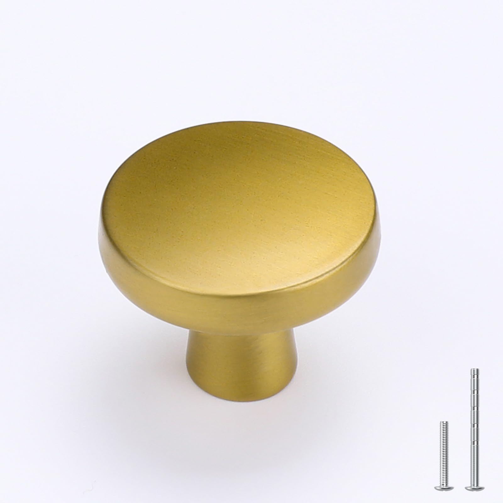 Goldenwarm 60 Pack Brushed Brass Cabinet Knobs for Modern Kitchen Hardware Handles Gold Round Drawer Knob for Closet Bifold Cabinets Pulls,1.27 Inch
