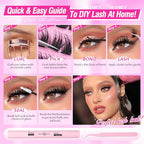 Fluffy Lashes Clusters Kit Wispy Individual Lashes 100D Volume Cluster Eyelash Extensions Kit 10-16mm D Curl Lash Extension Kit with Bond and Seal and Lash Tweezers DIY Eyelash Kit by Yawamica