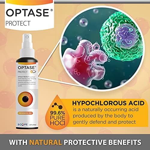 Optase Protect Eyelid Cleansing Spray - Hypochlorous Acid Spray for Daily Protection - pH Neutral, Suitable for All Ages - Hypochlorous Acid Eyelid Cleanser - 100 ml