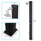 VINGLI 9.3 Gallon Solar Heated Outdoor Shower, 7.2 FT Height, Freestanding Outside Shower with 360° Swivel Shower Head & Foot Faucet, Hot & Cold Water Adjustment, Black