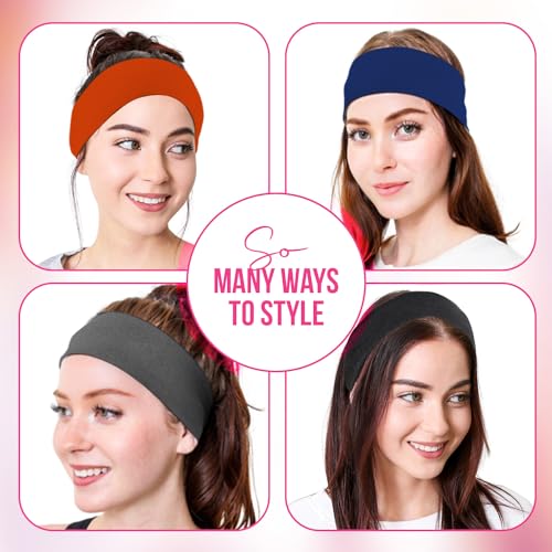 Styla Hair Headbands for Women Stretch Fashion Headbands 10 Pack Non-Slip Head Wraps Great for Spa, Sports, Yoga, Pilates, Running, Gym Headband, Workouts (Dark)