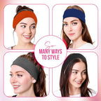 Styla Hair Headbands for Women Stretch Fashion Headbands 10 Pack Non-Slip Head Wraps Great for Spa, Sports, Yoga, Pilates, Running, Gym Headband, Workouts (Dark)